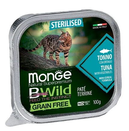 Monge Консервы BWild GF Sterilised Cat (Тунец, овощи), 100 г