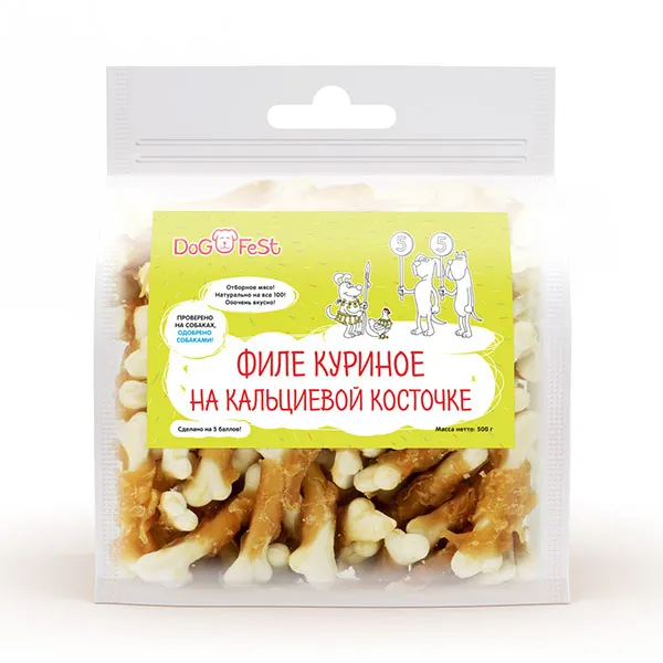 Dog Fest Куриные гантельки на жевательной палочке, 500 г