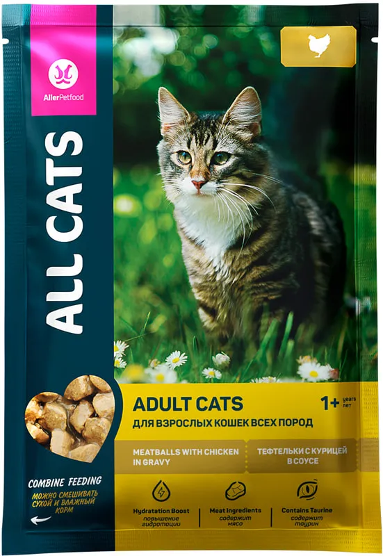 All Cats тефтельки с курицей в соусе, 85 г