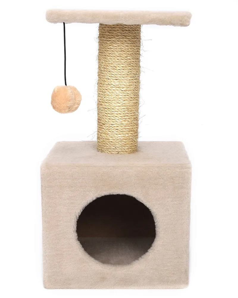 Cat House Когтеточка "Домик с полкой", 65 см, сизаль