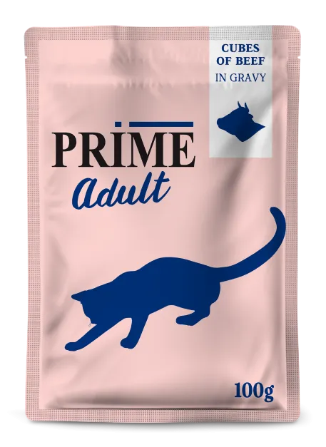 Prime Adult Пауч (Кусочки в соусе с говядиной) для кошек
