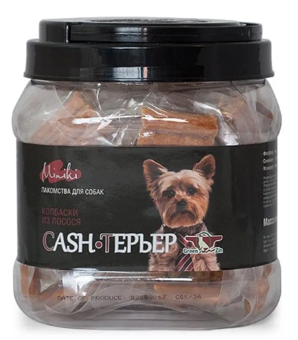 GreenQZin Колбаски "CASH-ТЕРЬЕР" с мясом лосося