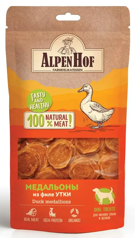 AlpenHof Медальоны из филе утки для мелких собак и щенков, 50 г