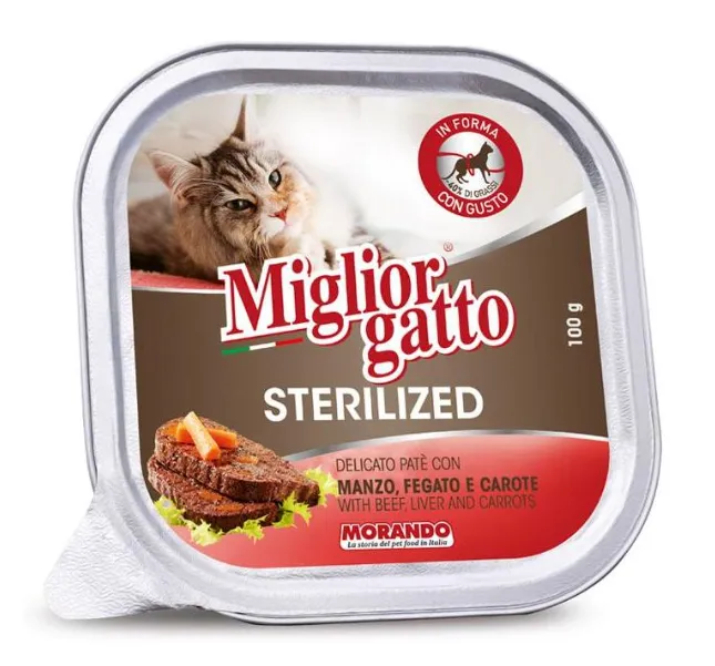 Miglior Gatto Sterilized Паштет с говядиной, печенью, морковью