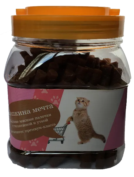 Домашний деликатес "Мягкие мясные палочки телятина и утка" 500 г