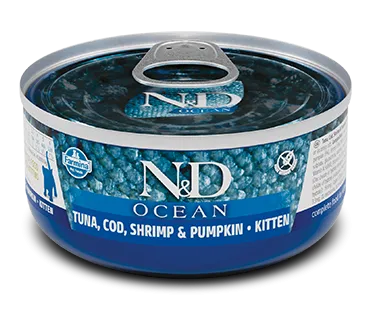 Консервы Farmina N&D Ocean Kitten (Тунец, треска, креветки, тыква)