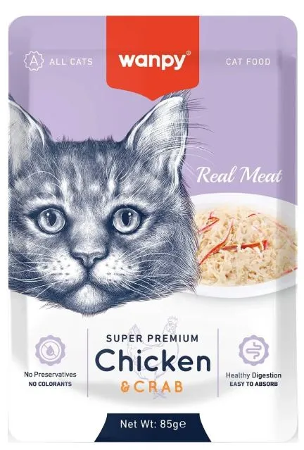 Wanpy Cat Пауч Курица и краб, 85 г