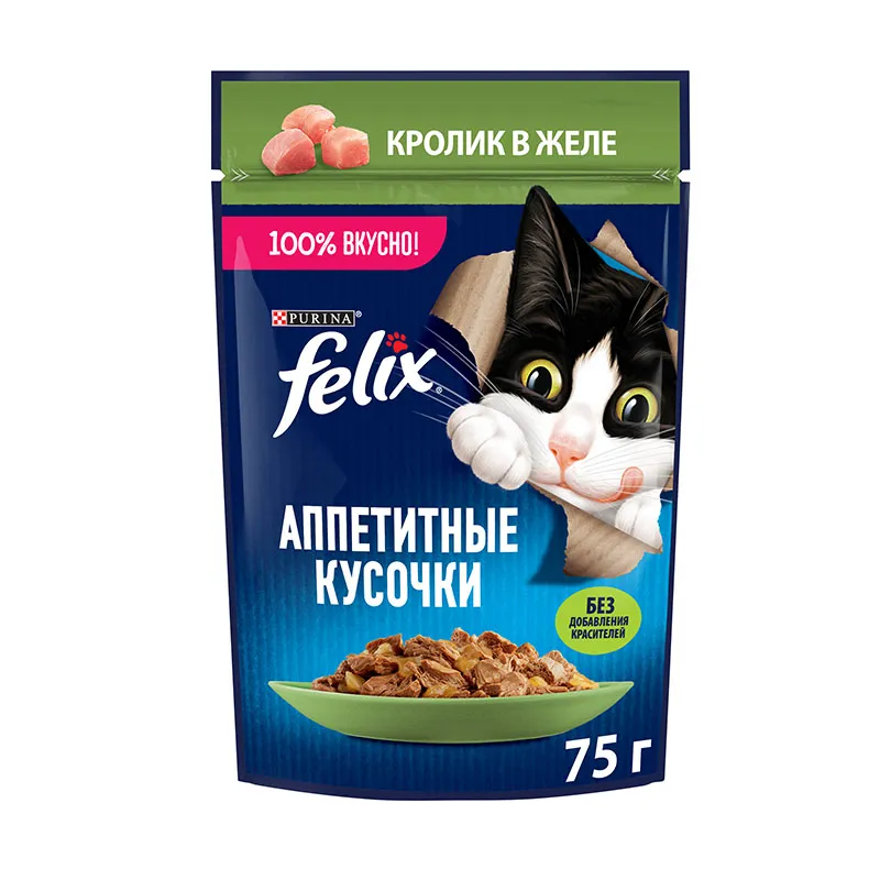 Felix Аппетитные кусочки для кошек (Кролик в желе), 75 г