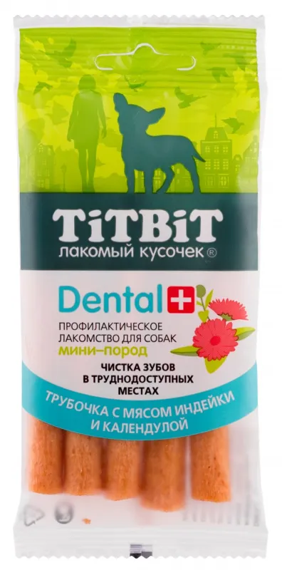 ТИТБИТ Трубочка с мясом индейки Dental+, 18 г