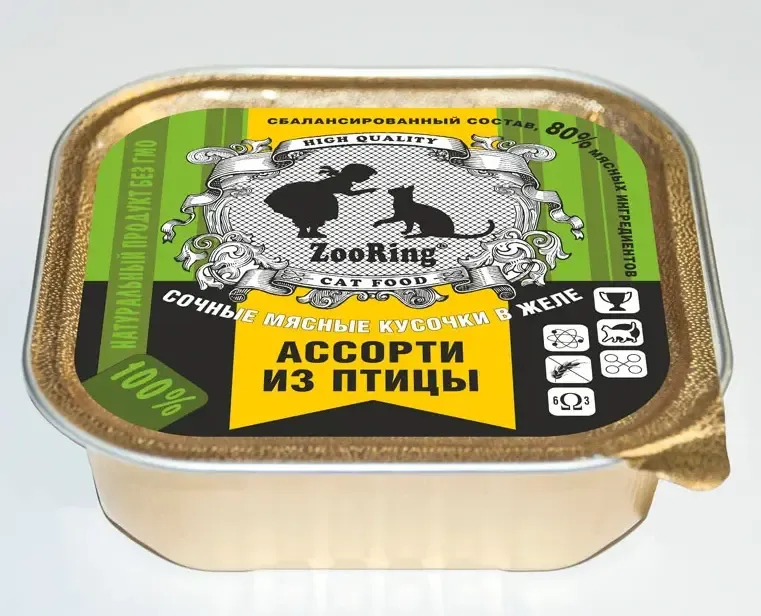 ZooRing Кусочки в желе Ассорти из птицы