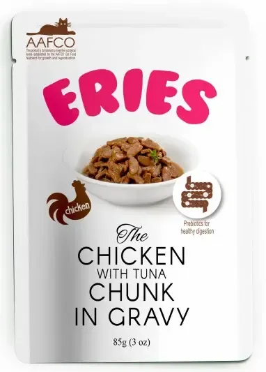 Eries Кусочки курицы и тунца в подливе, 85 г