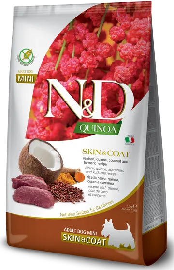Farmina N&D Quinoa Adult Mini Skin & Coat (Оленина, киноа, кокос)
