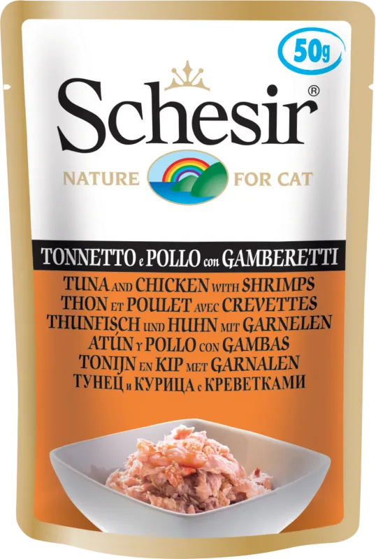 Schesir Tuna Chicken Shrimps (Тунец, цыпленок, креветки) 50 г