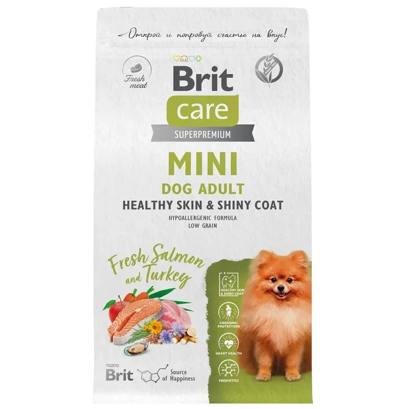 Корм Brit Care Adult Mini Healthy Skin&Shiny Coat (Лосось и индейка) для собак
