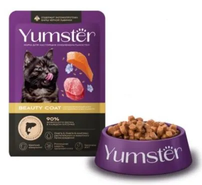 Yumster Beauty Coat Cat (Лосось со льном в соусе), 85 г