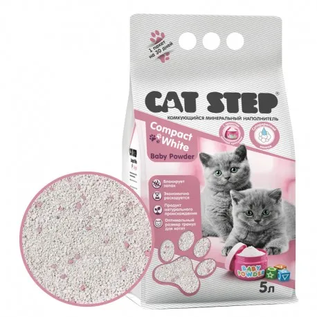 Cat Step Наполнитель белый Compact White Baby Powder