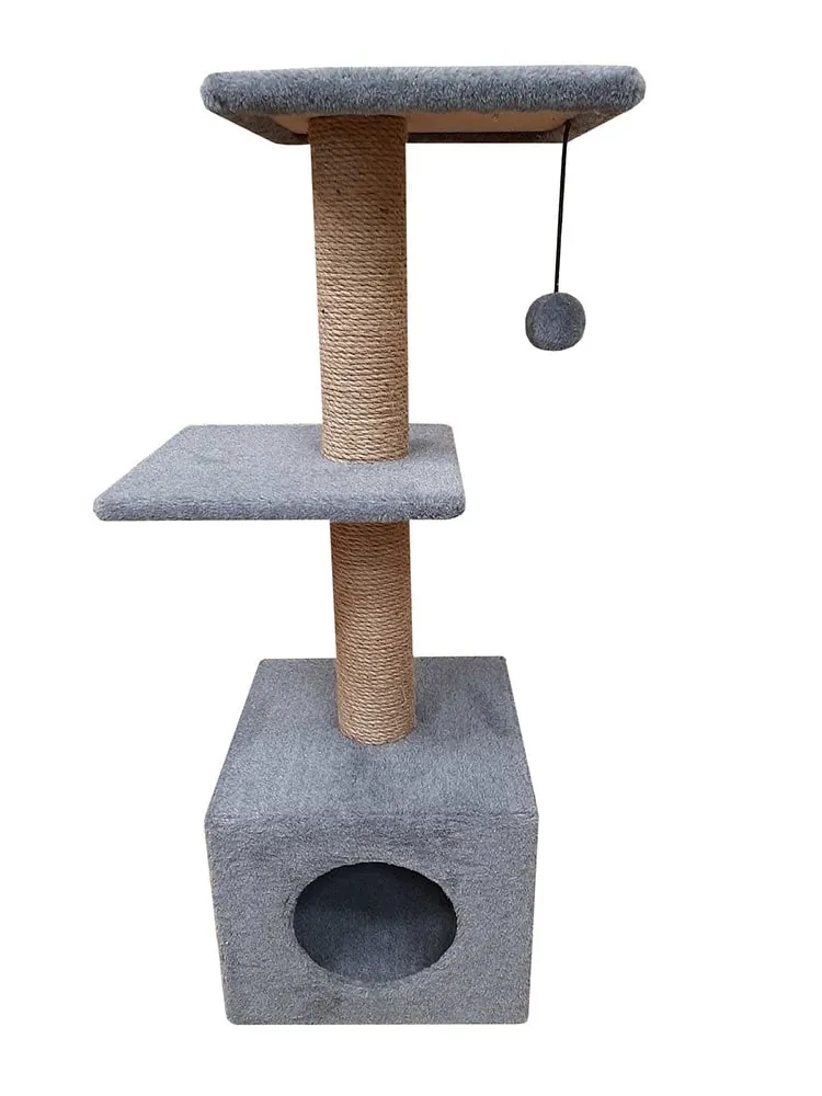 Cat House Когтеточка "Домик с 2-мя полками", 100 см, джут