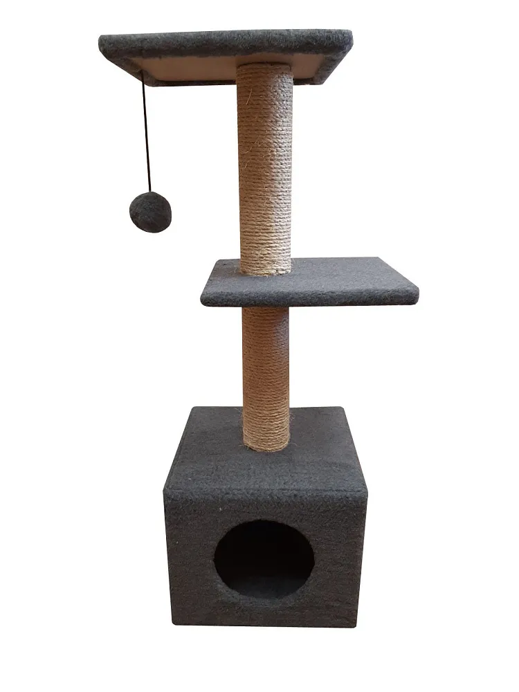 Cat House Когтеточка "Домик с 2-мя полками", 100 см, сизаль