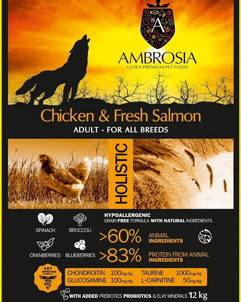 AMBROSIA Adult All Breeds (Курица, лосось)