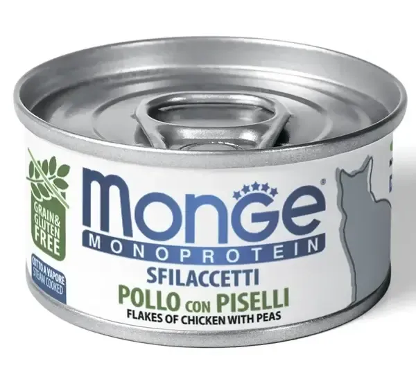 Monge Cat Monoprotein Мясные хлопья из курицы с горошком