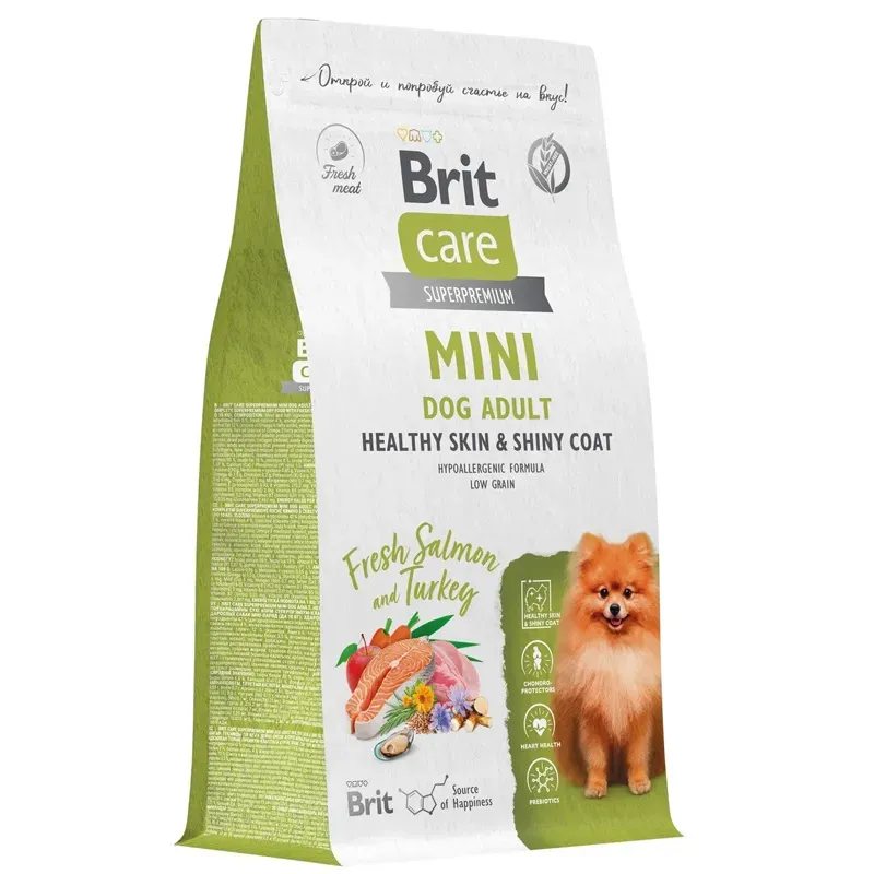 Корм Brit Care Adult Mini Healthy Skin&Shiny Coat (Лосось и индейка) для собак