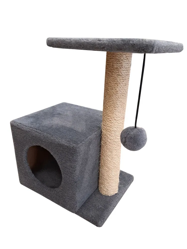 Cat House Когтеточка "Домик с боковой полкой", 58 см, сизаль
