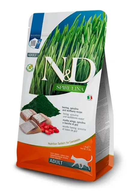  Корм Farmina N&D Spirulina Adult Cat (Сельдь,спирулина, ягоды годжи) для кошек