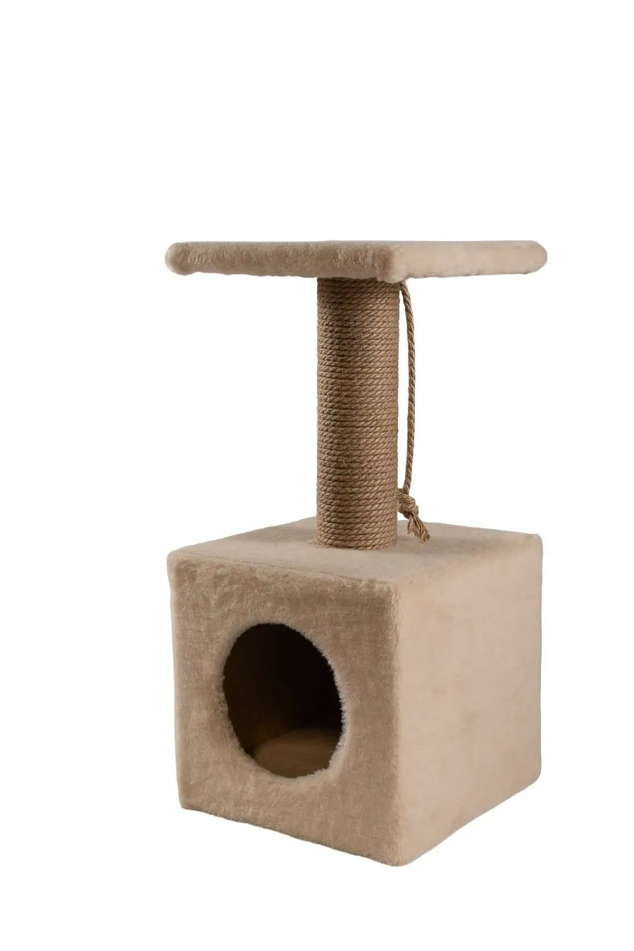 Cat House Когтеточка "Домик с полкой", 65 см, джут Бежевая