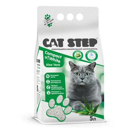 Cat Step Наполнитель белый Compact White Aloe Vera