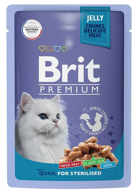 Brit Premium Пауч для стерилизованных кошек (Перепелка в желе), 85 г