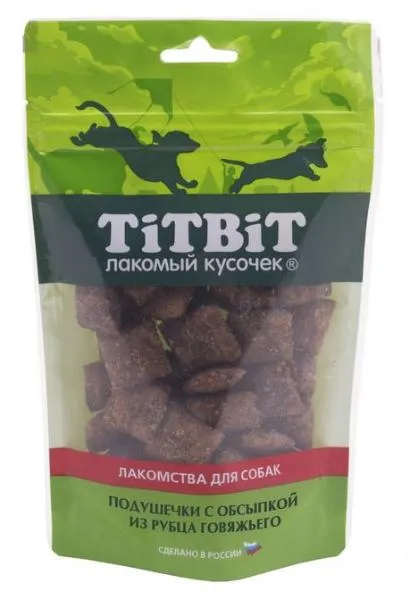 ТИТБИТ Подушечки для собак с посыпкой из говяжьего рубца