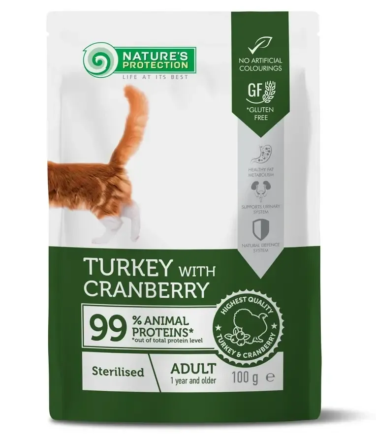 Nature"s Protection Консервы Adult Sterilised (Индейка и клюква), 100 г