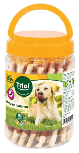 Triol Крученые палочки с уткой для собак (банка)