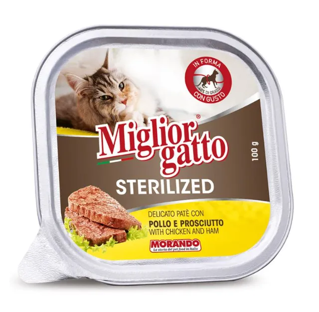 Miglior Gatto Sterilized Паштет с курицей и ветчиной