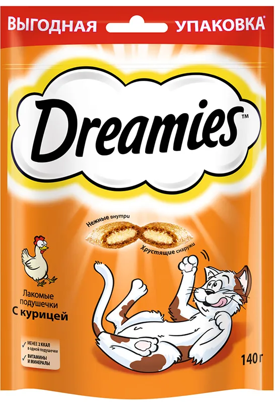 Dreamies Подушечки для кошек с курицей