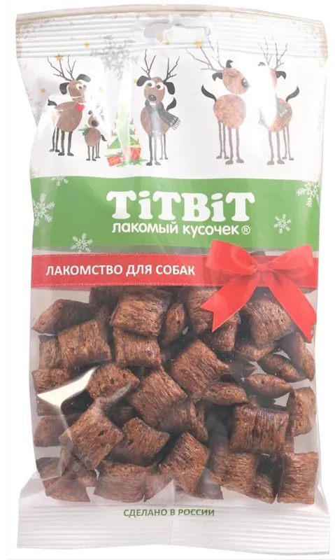ТИТБИТ Хрустящие подушечки с ягненком и сыром для крупных и средних собак (Новогодняя коллекция) 95 г