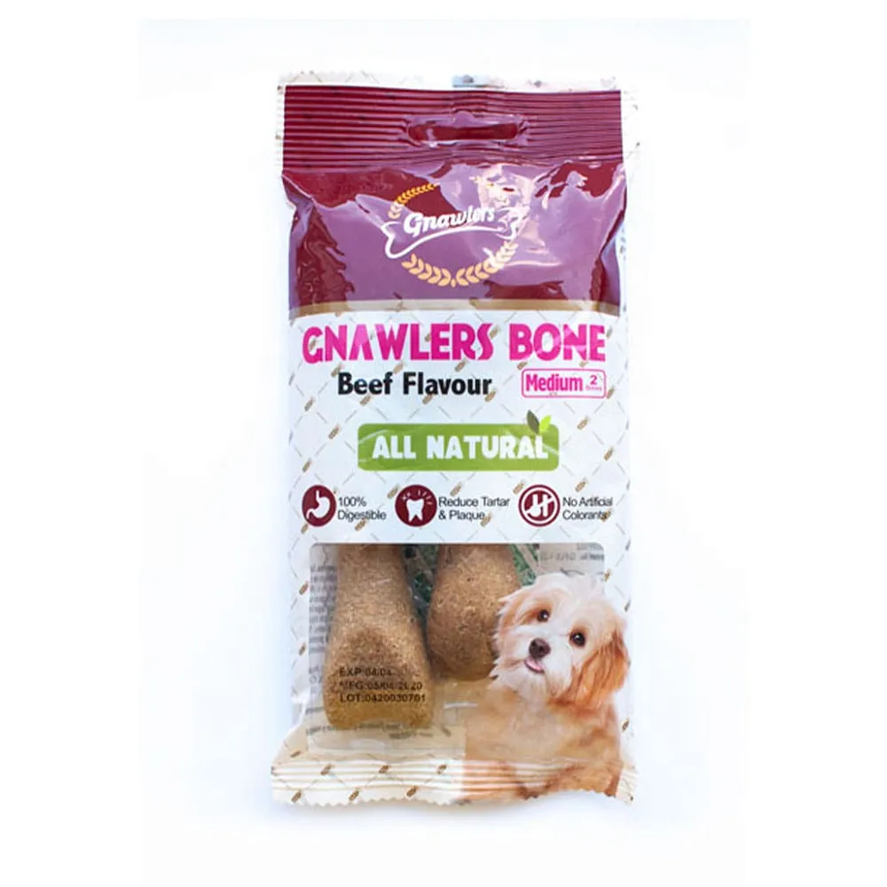 Gnawlers Bone Beef Лакомство для собак с говядиной, пакет