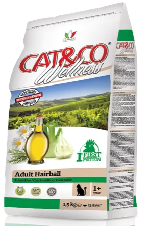 Cat&co Wellness Adult Hairball (Курица и рис)