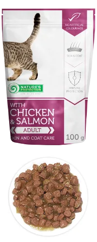 NP Cat With Chicken & Salmon Skin and Coat Care 100 г