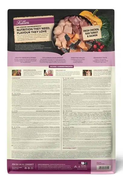 Acana Highest Protein Kitten (Курица, индейка, лосось)