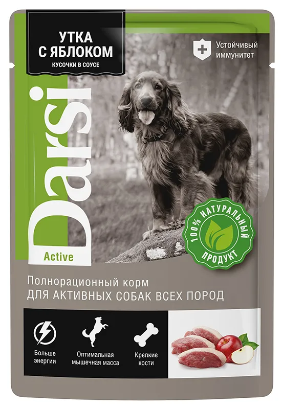 Darsi Adult Active Пауч для собак (Утка с яблоком), 85 г