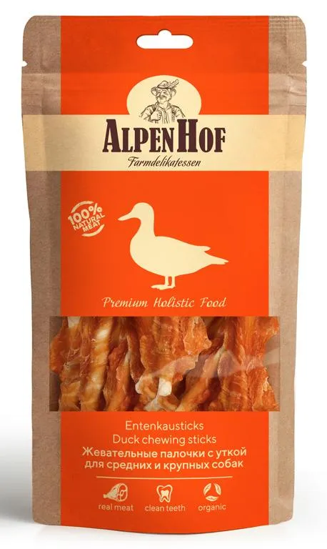 AlpenHof Жевательные палочки с уткой для средних и крупных собак