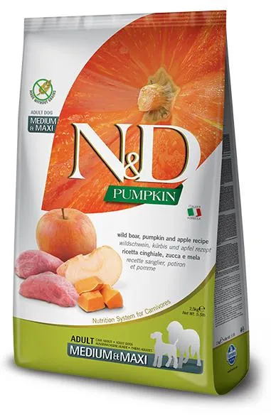 Farmina N&D Pumpkin GF Adult Medium & Maxi (Тыква, кабан, яблоко)