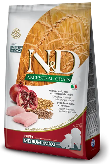 Farmina N&D Ancestral Grain Puppy Medium & Maxi (Курица и гранат)
