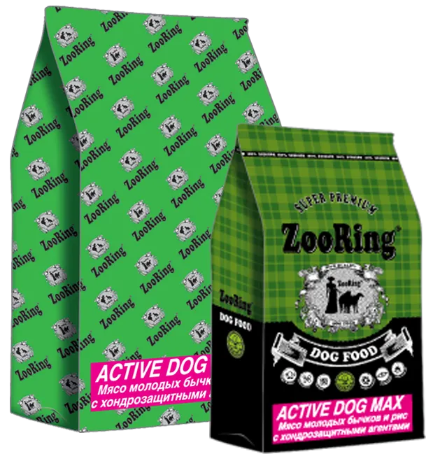 ZooRing Adult Active Dog Max (Молодой бычок, рис), 10 кг