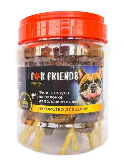 For Friends Филе страуса на палочке из воловьей кожи