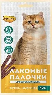 Мнямс Лакомые палочки для кошек (Цыпленок, печень)