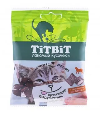 ТИТБИТ Хрустящие подушечки для кошек с паштетом из ягненка