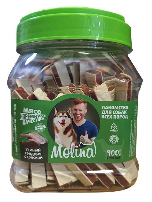 Molina Лакомство для собак Утиный сэндвич с треской