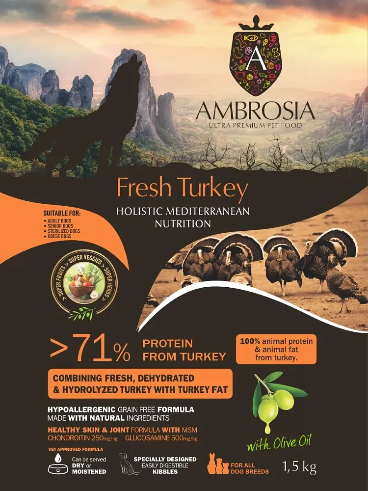 AMBROSIA Mediterranean Sterilised/Senior (Индейка)